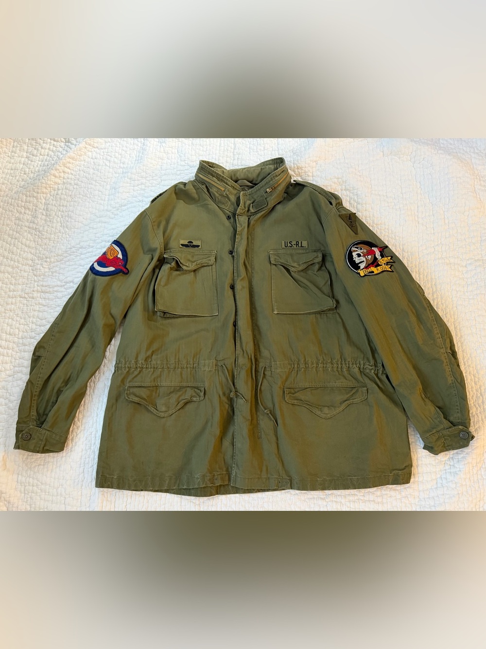 Polo by Ralph Lauren Olive Iconic Field Jacket with Embroidered Patches